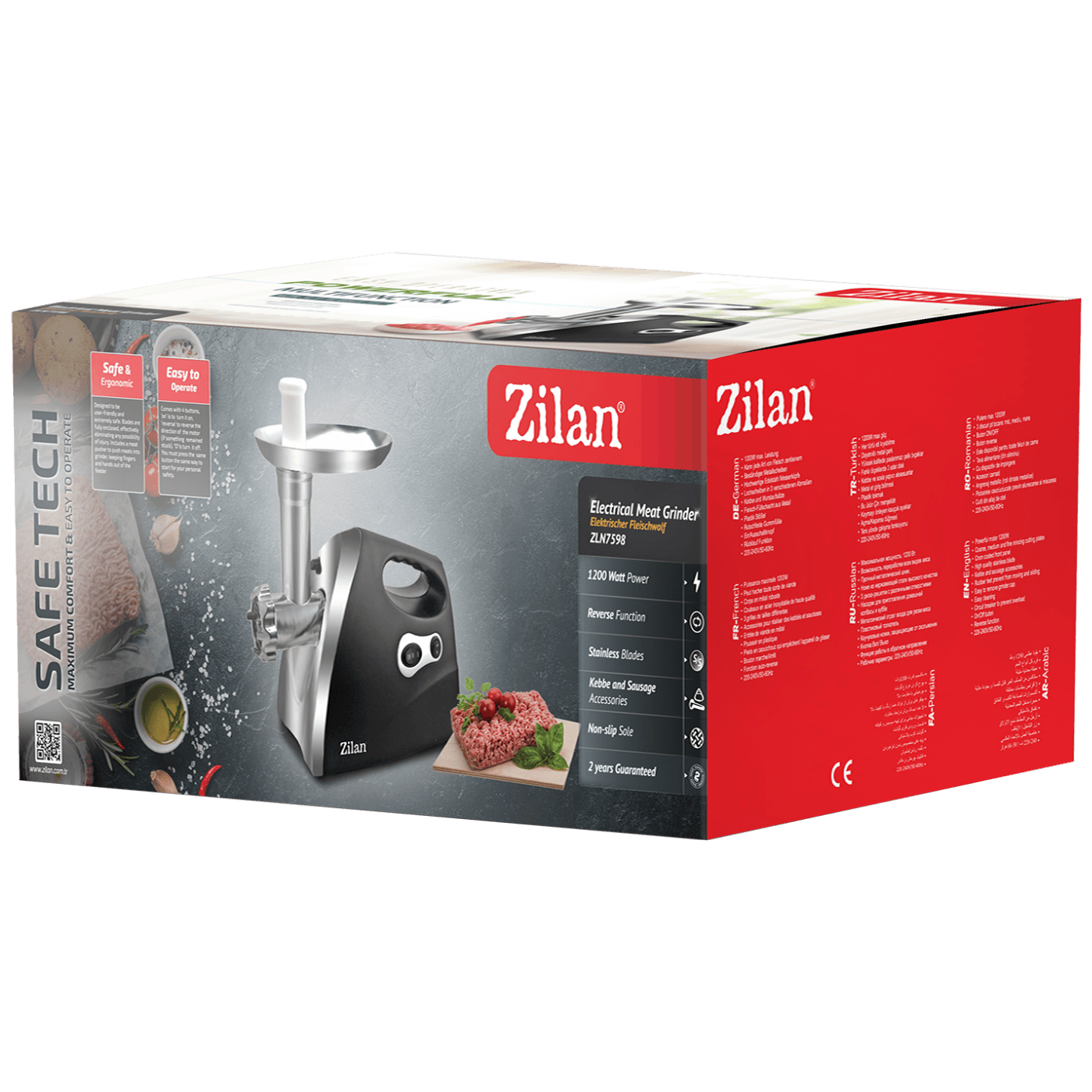 Zilan Mašina za mljevenje mesa, snaga 1200 W crna - ZLN7598 BK-1