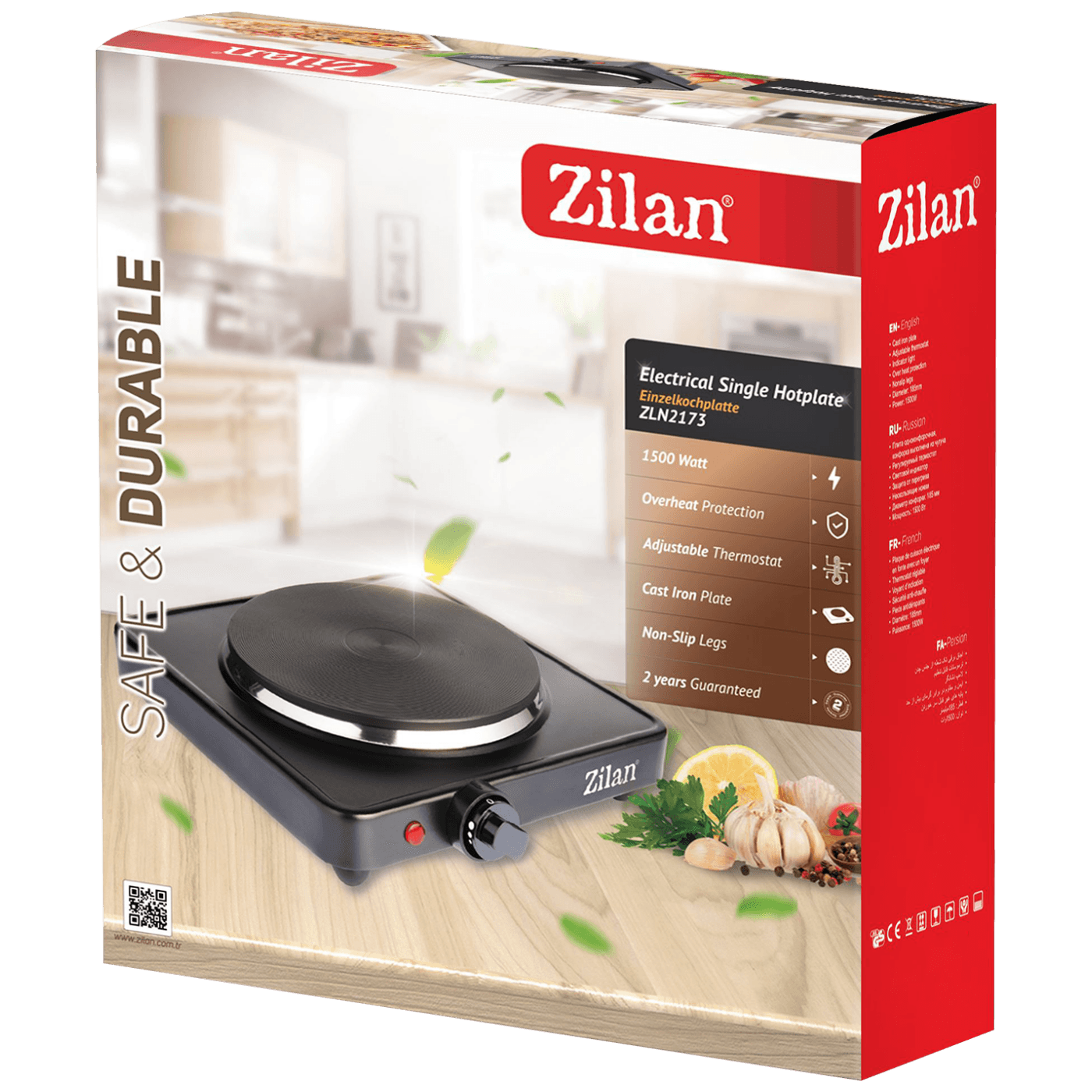 Električno kuhalo ZILAN , 1 ploča - 18.5 cm, 1500 W crna - ZLN2173/BK-1