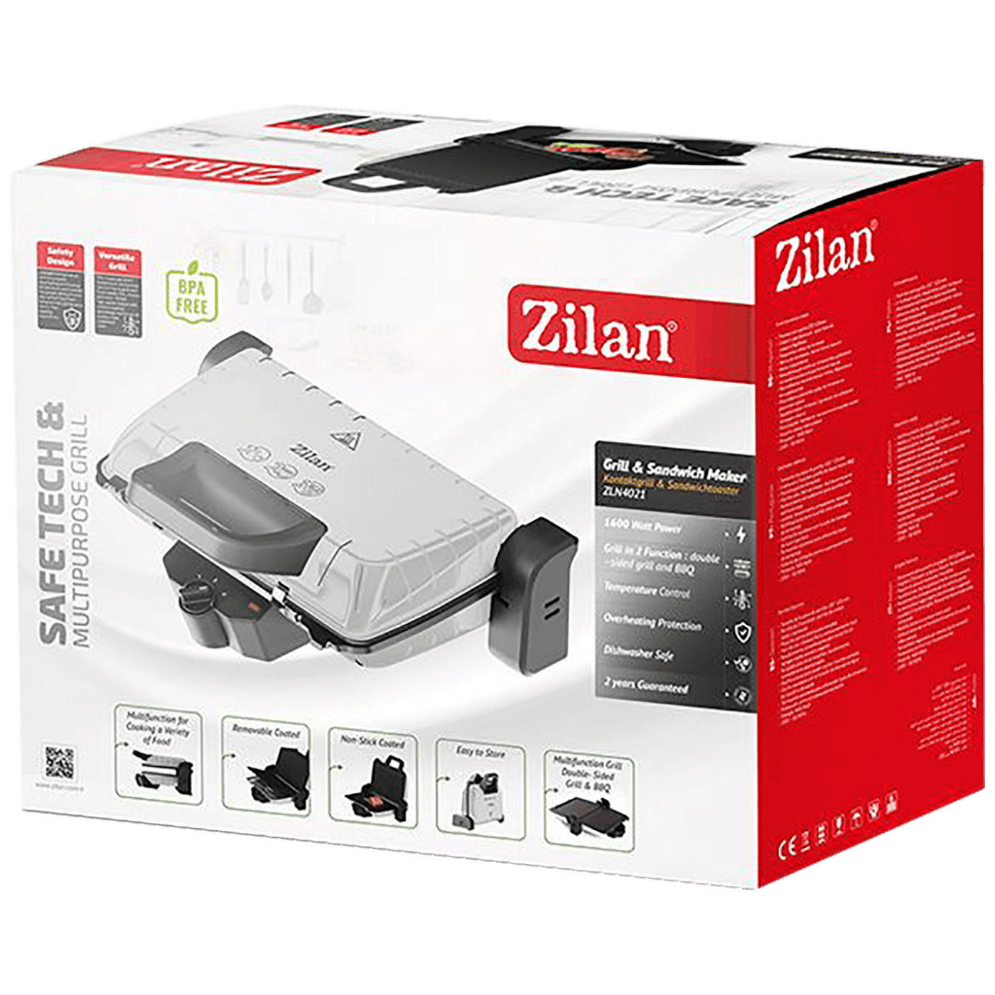 Zilan Grill kontaktni, 2u1, 1600 W crna - ZLN4021 BK-1