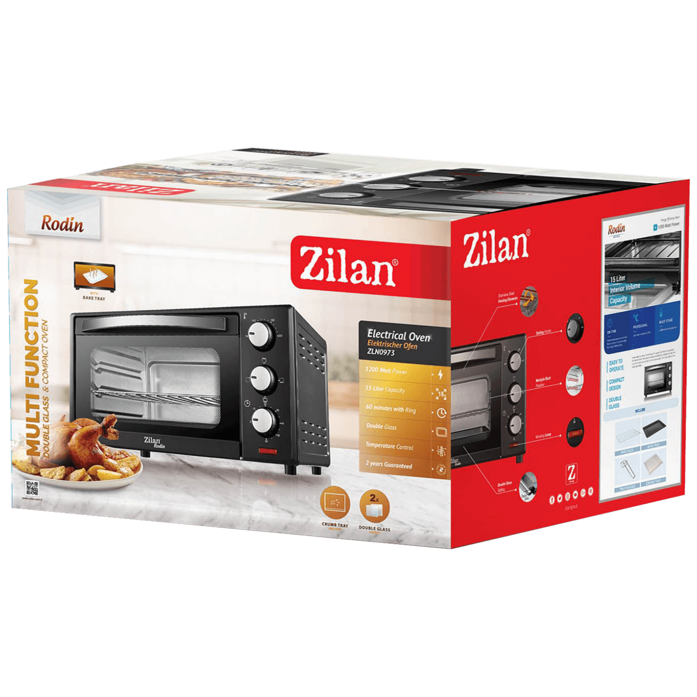 Zilan Mini pećnica, zapremina 15 l,1200W, timer - ZLN0973-1