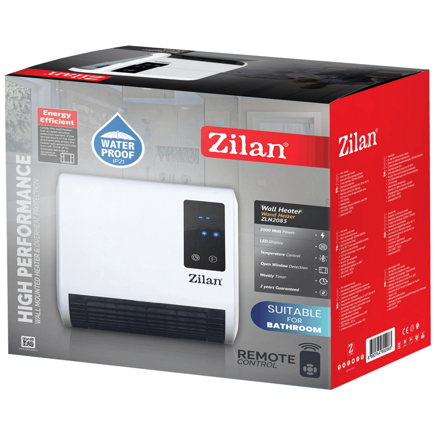 Grijalica zidna ZILAN ZLN2083, 2000W, daljinski upravljač-1