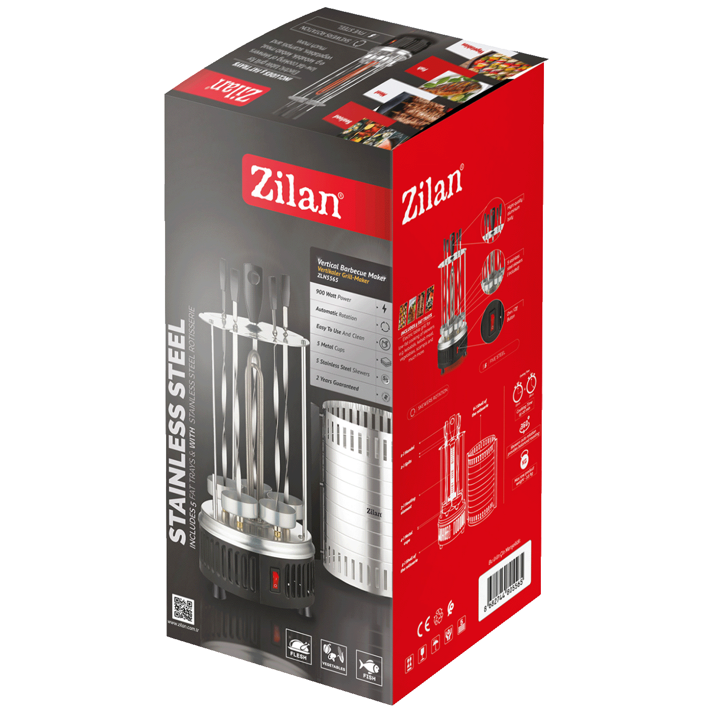 Zilan Grill / Roštilj, električni, vertikalni, 900 W - ZLN5565-3