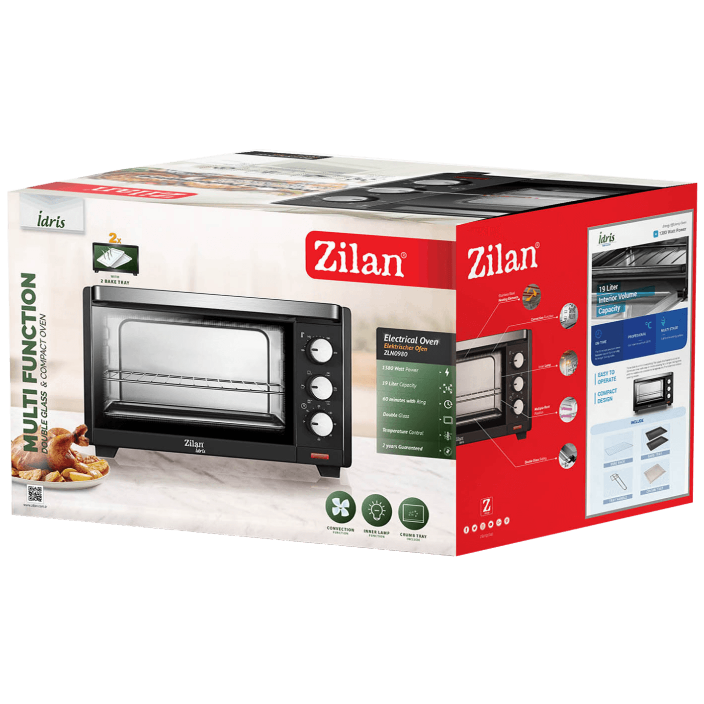 Zilan Mini pećnica, zapremina 19 l,1380 W - ZLN0980-1