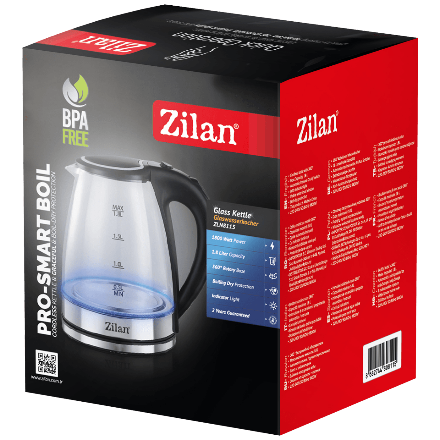 Zilan Kuhalo za vodu, zapremina 1.8 l, 1800 W - ZLN8115-2