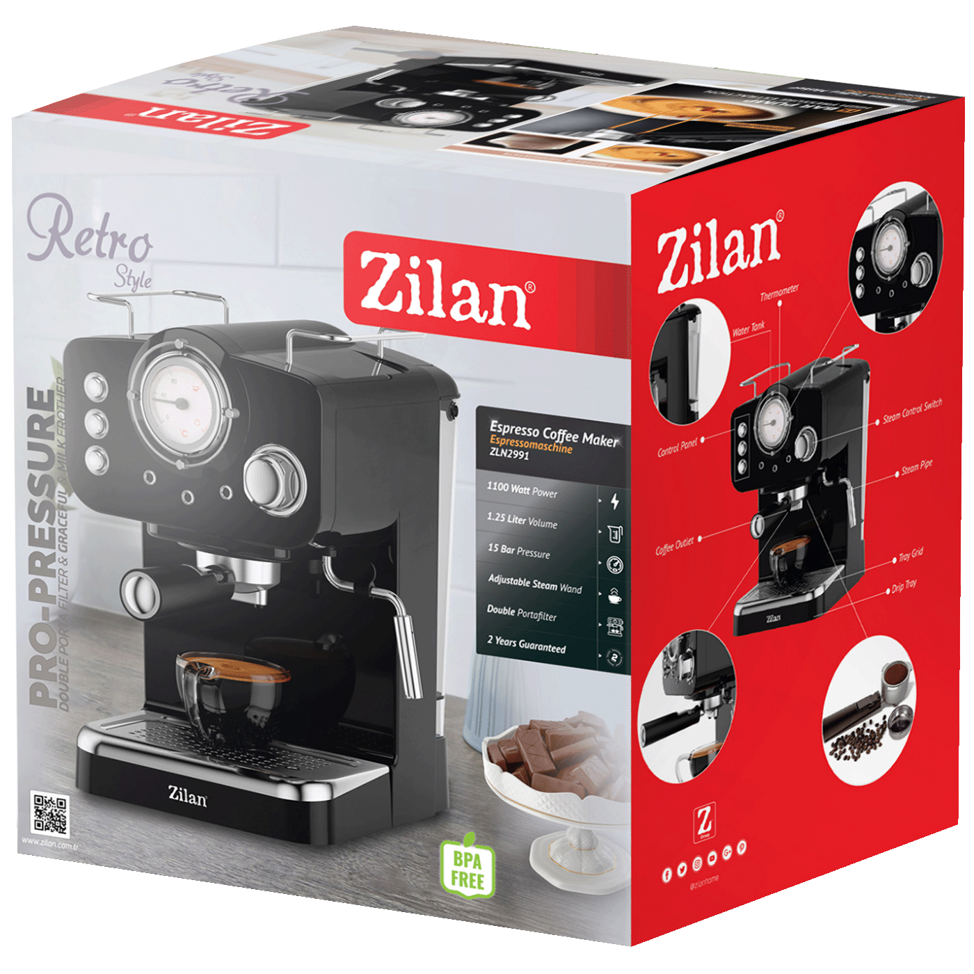 Aparat za kavu ZILAN  ZLN2991, 1100W, Retro-5