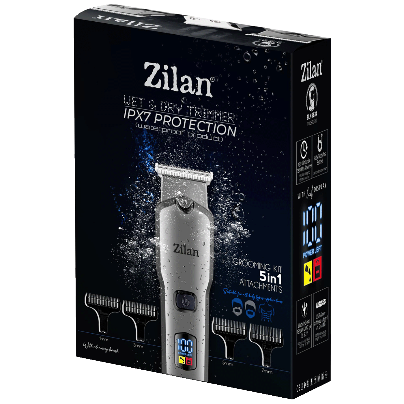 Zilan Aparat za šišanje, 5u1, IPX7 - ZLN8634 Poseidon-9