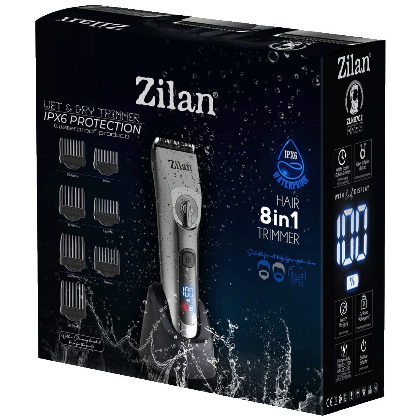 Zilan Aparat za šišanje, trimer, 8u1, IPX6 - ZLN8702 Ares-5