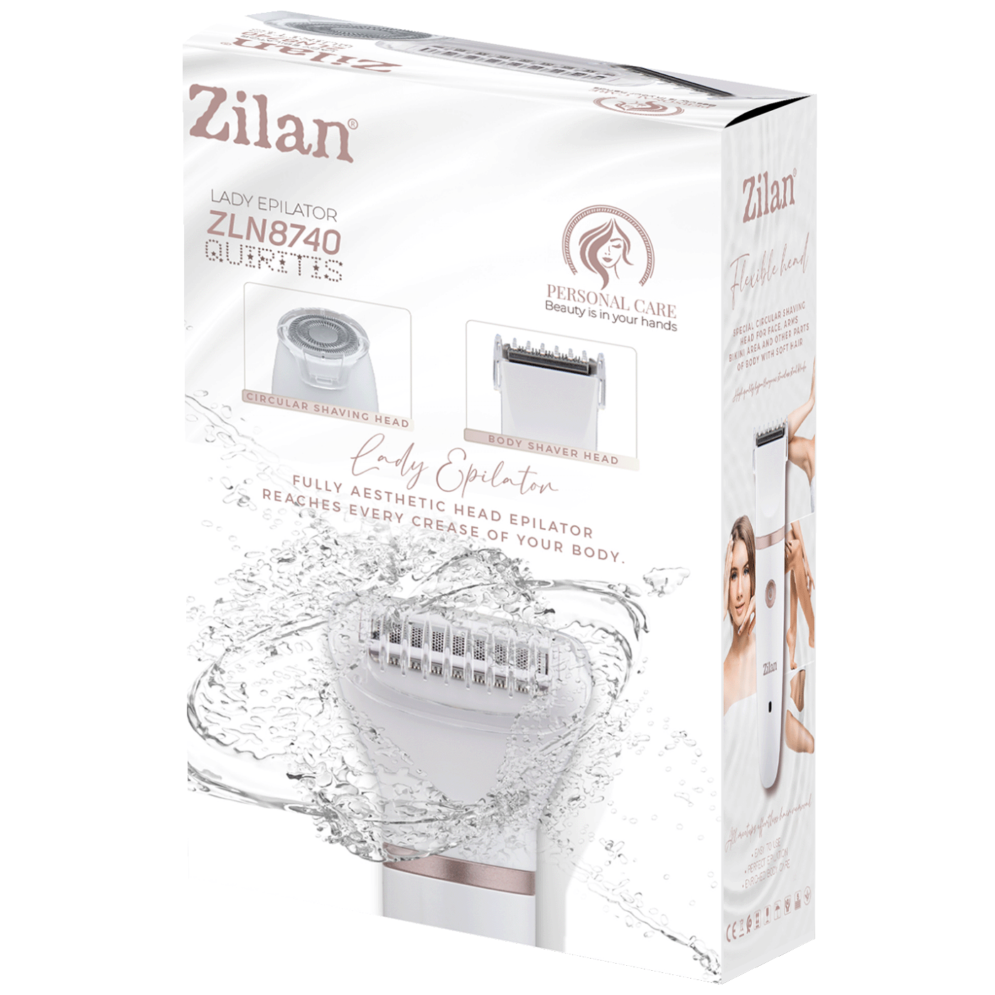 Epilator ZILAN ZLN8740 Quiritis 3-u-1 (bežični, IPX7 vodootporan, kružna glava + precizni trimer, bijelo)-5