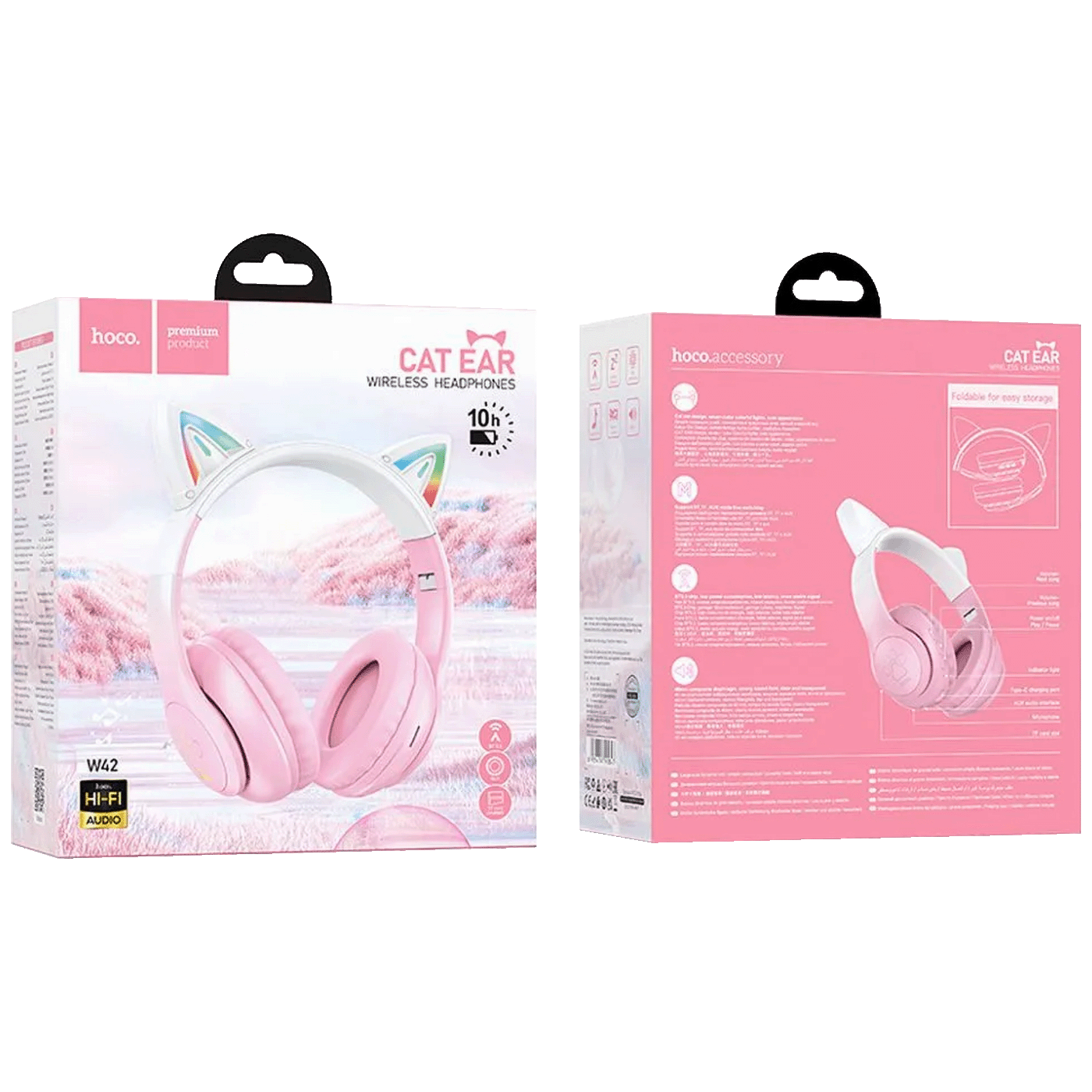 hoco. Slušalice bežične sa mikrofonom, Bluetooth - W42 Cat Ears, Cherry Blossom-2