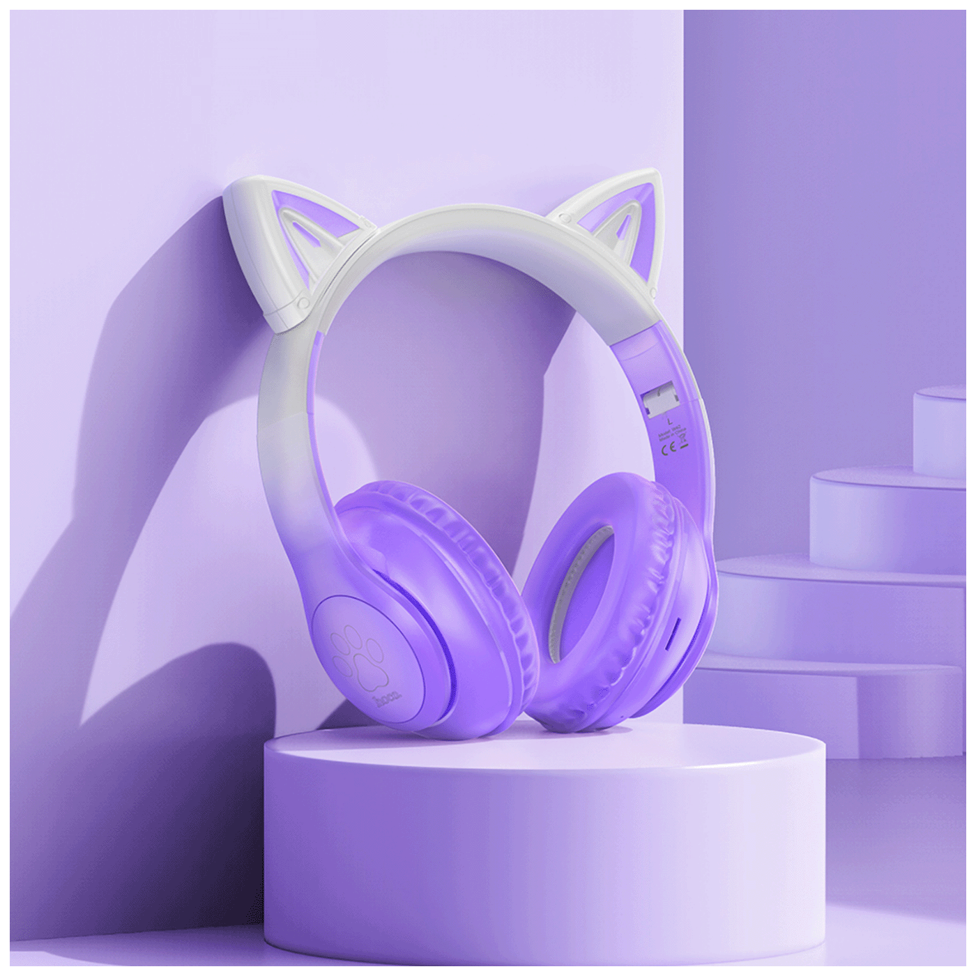 hoco. Slušalice bežične sa mikrofonom, Bluetooth - W42 Cat Ears, Purple Grape-3