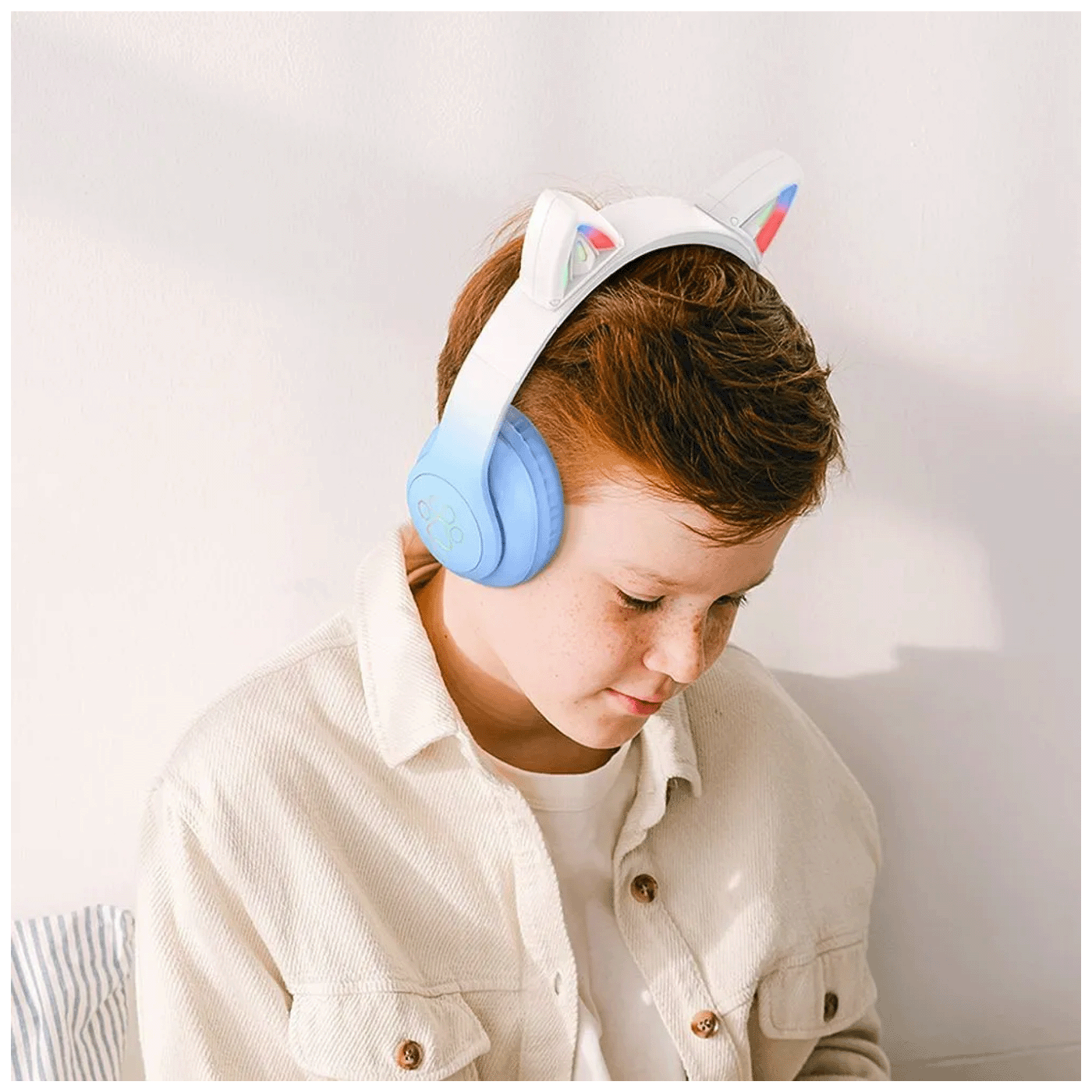 hoco. Slušalice bežične sa mikrofonom, Bluetooth - W42 Cat Ears, Crystal Blue-3