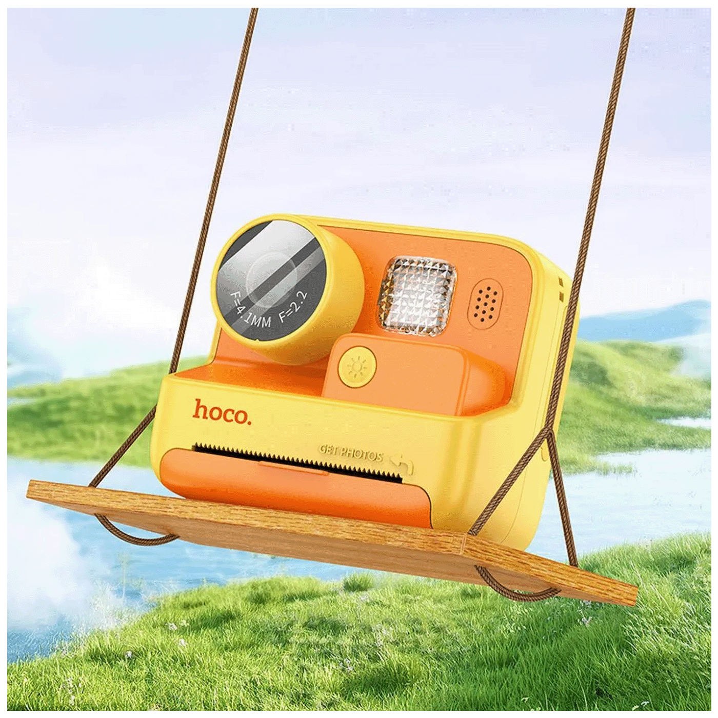 hoco. Dječja kamera sa printerom, 2" IPS LCD, 720p, microSD - DV200 Yellow-3