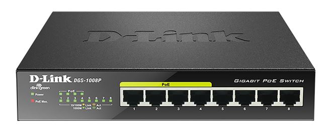Switch D-LINK DGS-1008P neupravljivi, 8x 10/100/1000Mbps, 4 PoE porta-0