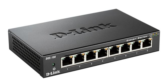 Switch D-LINK DGS-108/E (neupravljivi, 8x10/100/1000Mbps portova, metalno kućište, vanjsko napajanje)-0