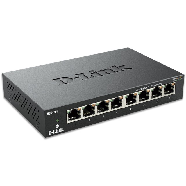 Switch D-LINK DGS-108/E (neupravljivi, 8x10/100/1000Mbps portova, metalno kućište, vanjsko napajanje)-2