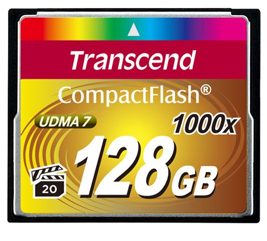 Memorijska kartica TRANSCEND 128GB 1000X TS (format compactflash, kapacitet 128 GB, brzina čitanja 160 MB/s, brzina pisanja 120 MB/s)-0