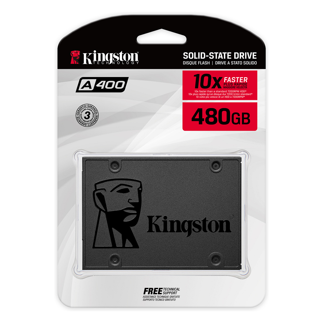 SSD disk KINGSTON 480GB A400 SATA3 2.5 SSD (7mm height), TBW 160TB-6