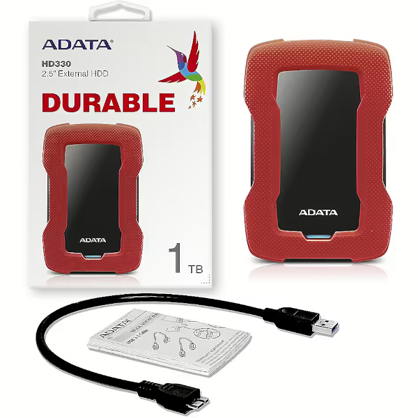 Vanjski hard disk ADATA 1TB HD330 USB 3.1 Durable crno/Crveni-1