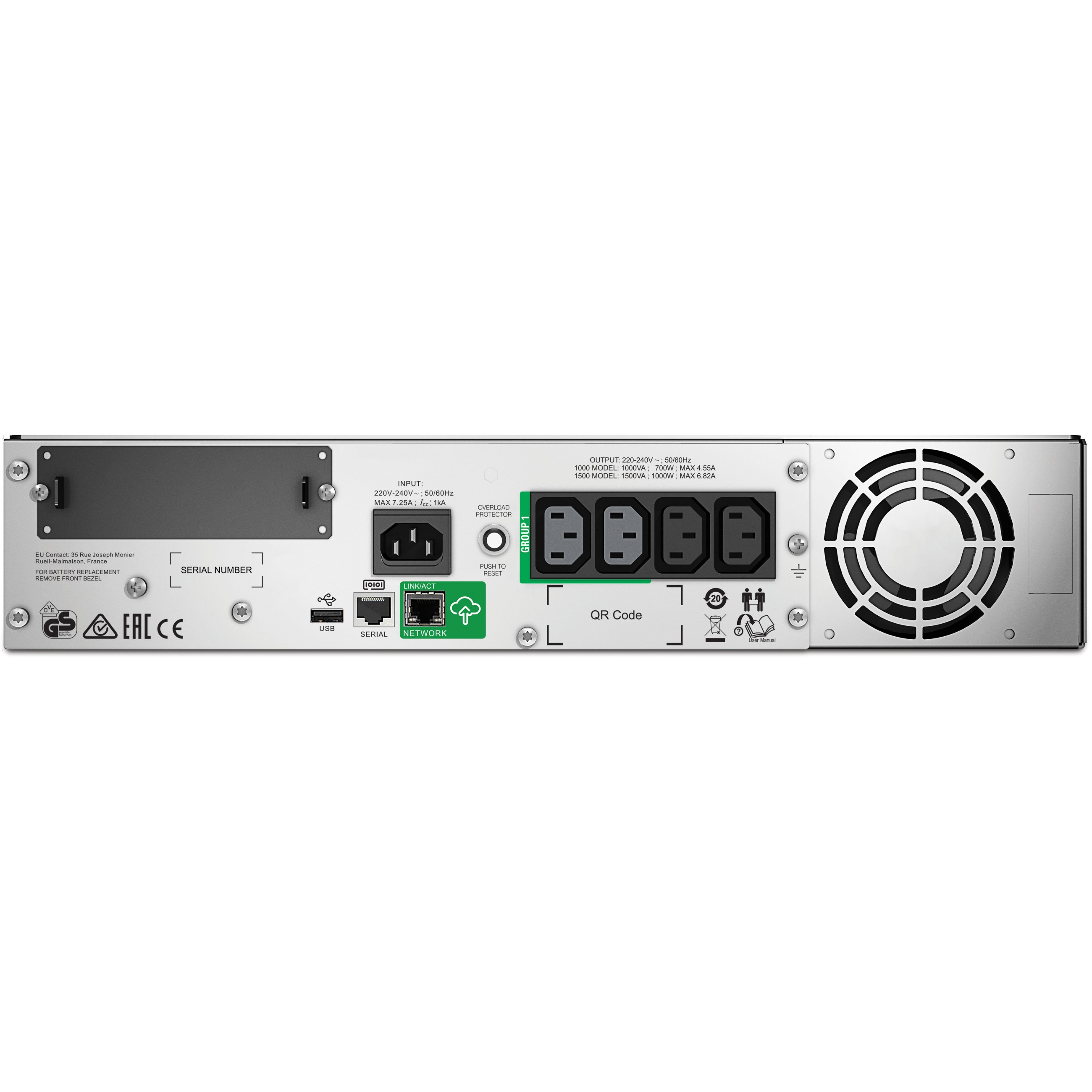 UPS APC 1500VA SMT1500RMI2UC (1.0 kW, Line Interactive, 230 V)-2