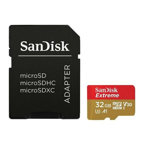 Memorijska kartica Micro SDHC Extreme SanDisk 32 GB + SD adapter za akcijske sportske kamere (brzina čitanja: 100 MB/s, A1, C10, V30, UHS-I, U3)-0