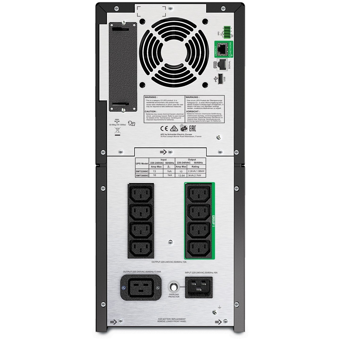 APC Smart-UPS 3000VA/2700W SMT3000IC (Izlazna snaga 2700 W, Tehnologija Line interactive AVR, Pure sinewave, Izlazni napon 230 V, Vrijeme rada (100% load) 5,1 min)-2