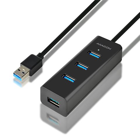 USB Hub AXAGON HUE-S2BL (4x USB3.0, 1.2m kabel, MicroUSB za punjenje, Fast Charging do 2A)