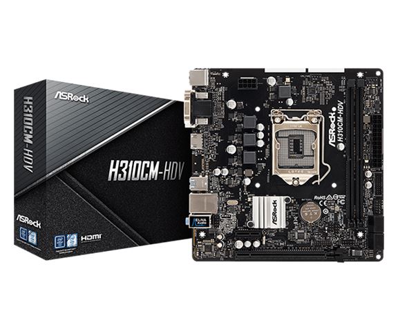 MOTHERBOARD ASROCK H310CM-HDV (socket 1151 v2, intel h310, ddr4, 2 utora, max. memorije 64 gb, takt memorije 2133,2400,2666 mhz)