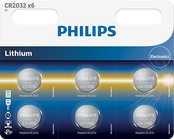 PHILIPS baterija CR2032P6/01B-0