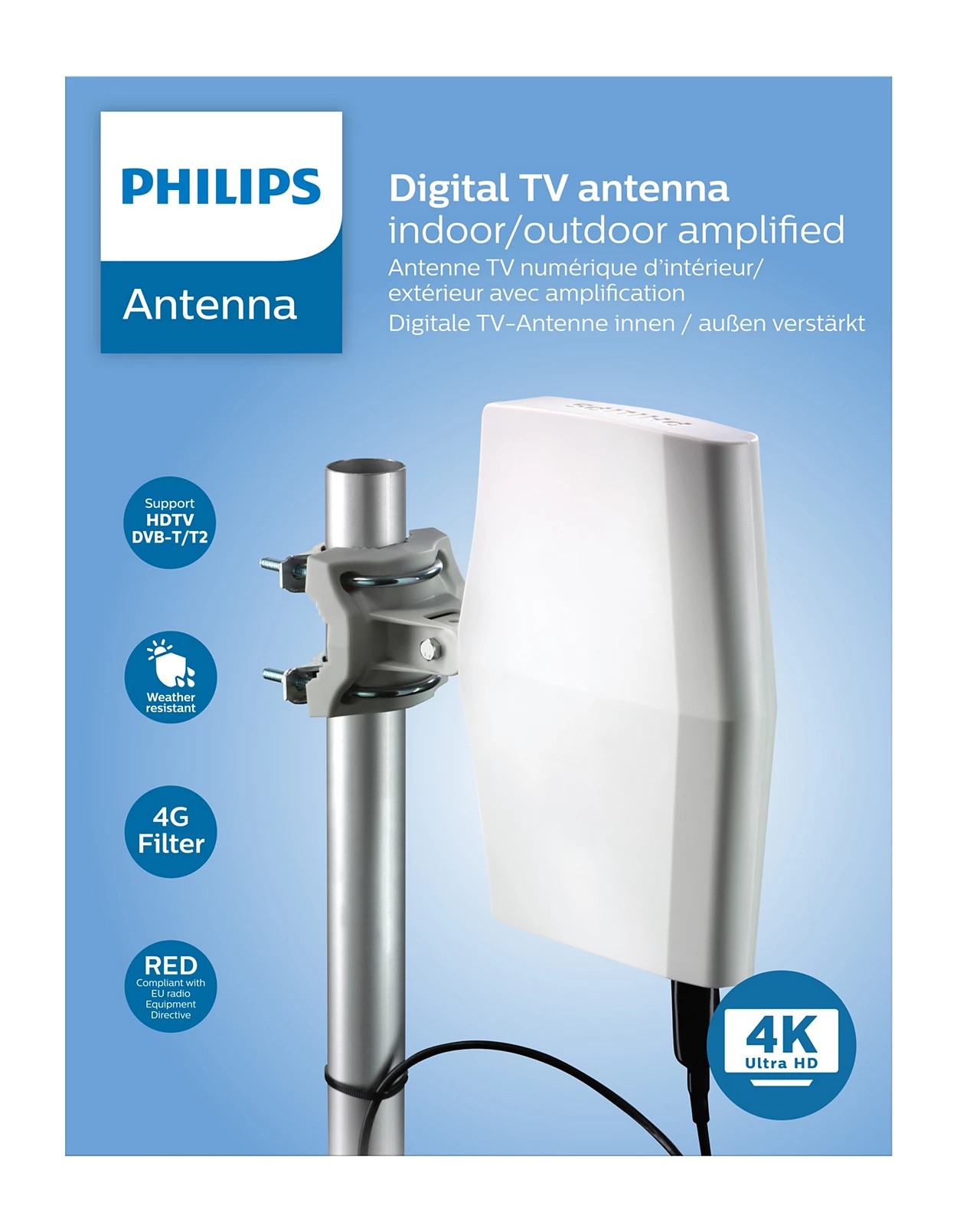 Antenna PHILIPS SDV8622/12 (indoor/outdoor, 1,8 m koaksijalni kabel, 3G/4G filter, DVB-T/T2 ready)-1