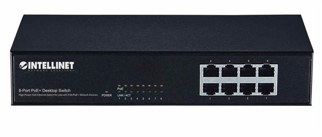Prekidač INTELLINET INTellinet Network PoE+ Switch (8 priključaka, unamanaged, rackmount, 1U)-0