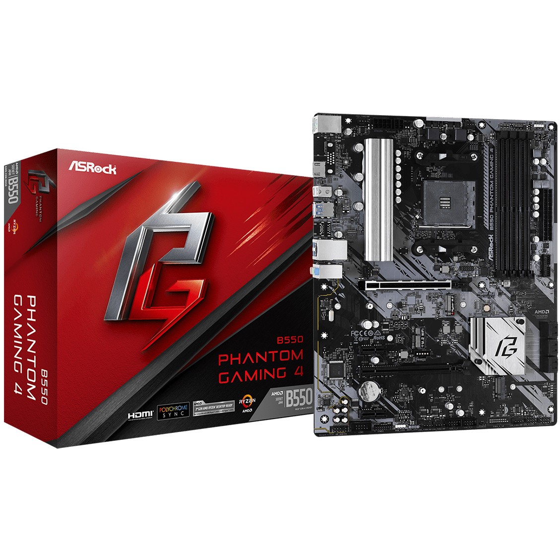 Matična ploča ASROCK B550 PHANTOM GAMING 4 (AM4, DDR4, PCIe 3.0 x16, SATA3, M.2, USB 3.1)-1