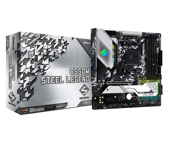MOTHERBOARD ASROCK B550M STEEL LEGEND (am4, ddr4, 4 utora, max. memorije 128 GB, pci-e 3.0 x16 1, sata3 6, raid 0,1, 8-kanalni audio, 1x 10/100/1000 ethernet, display port 1, usb 3.1 6)-0