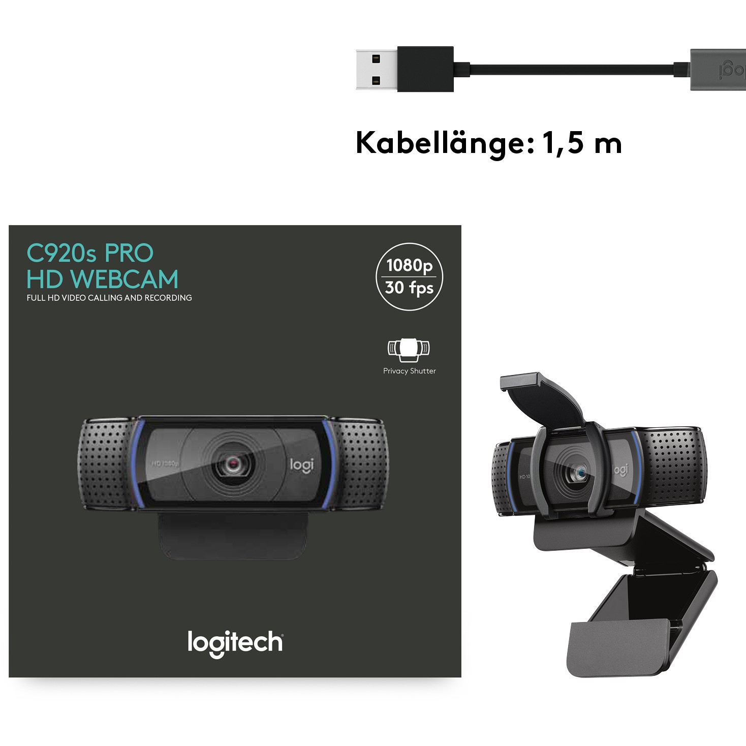 WEB kamera Logitech C920S HD Pro-18