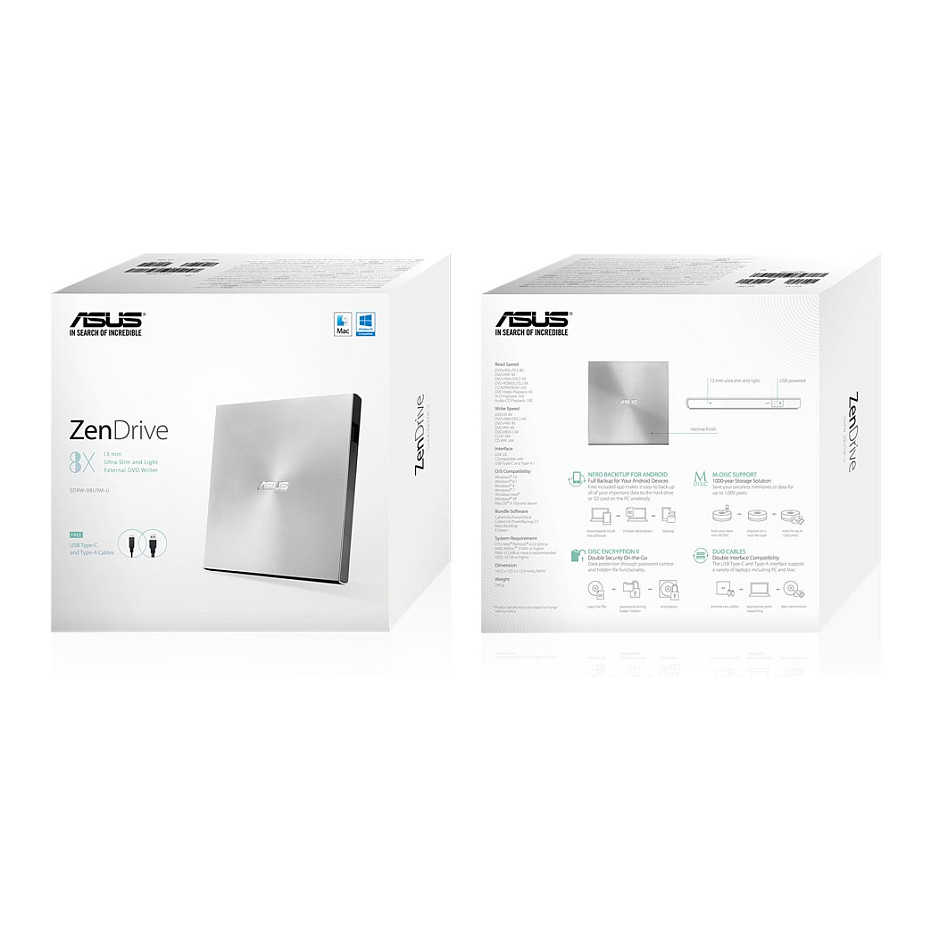 Eksterni optički uređaj ASUS SDRW-08U9M-U ZenDrive External (srebrni)-13