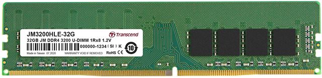 RAM TRANSCEND JM3200HLE-32G (kapacitet 32gb, utor ddr4, radni takt 3200mhz, latencija cl22, napajanje 1,2v)-0