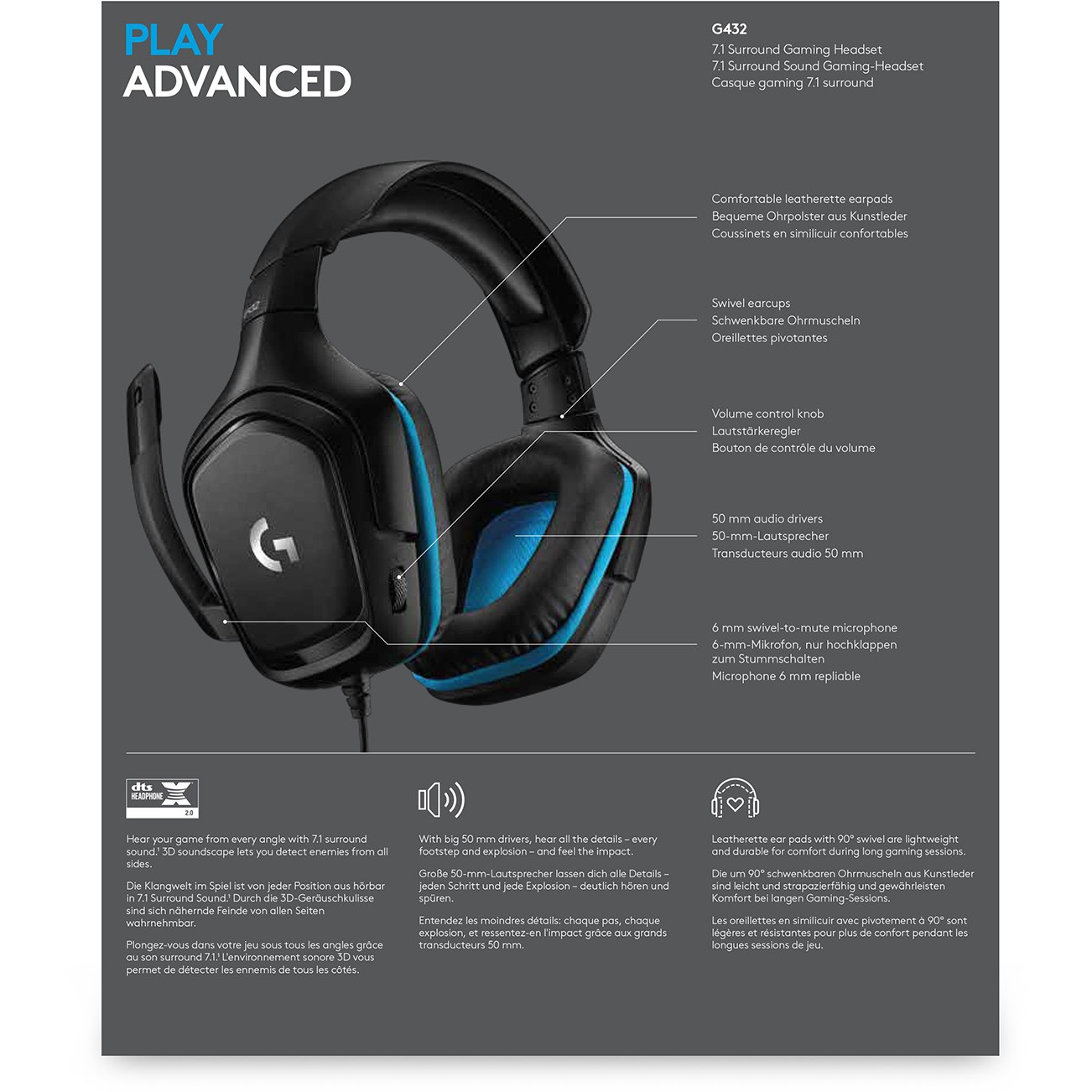 Slušalice Logitech Gaming G432 7.1-18
