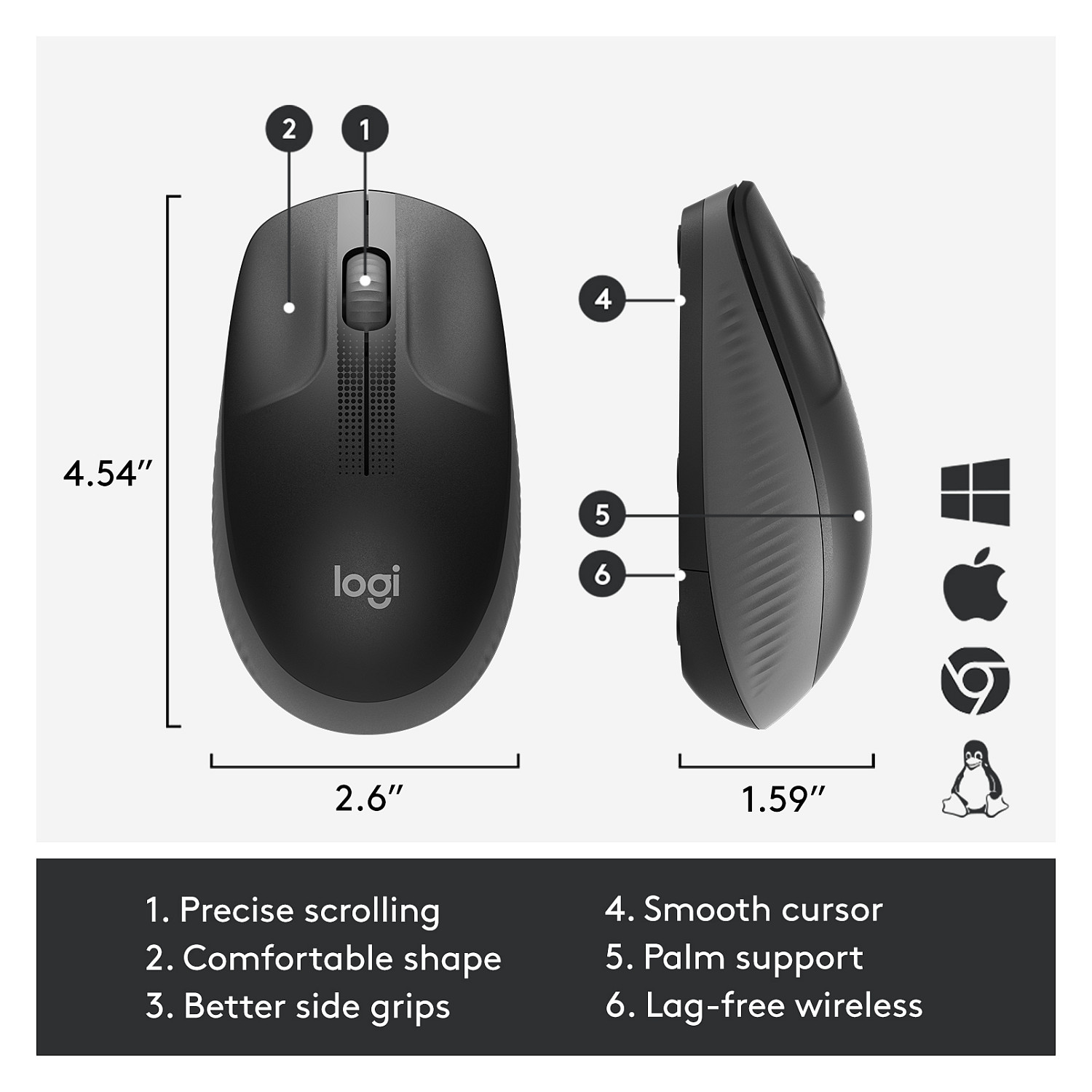 Miš bežični Logitech M190 Crni-19