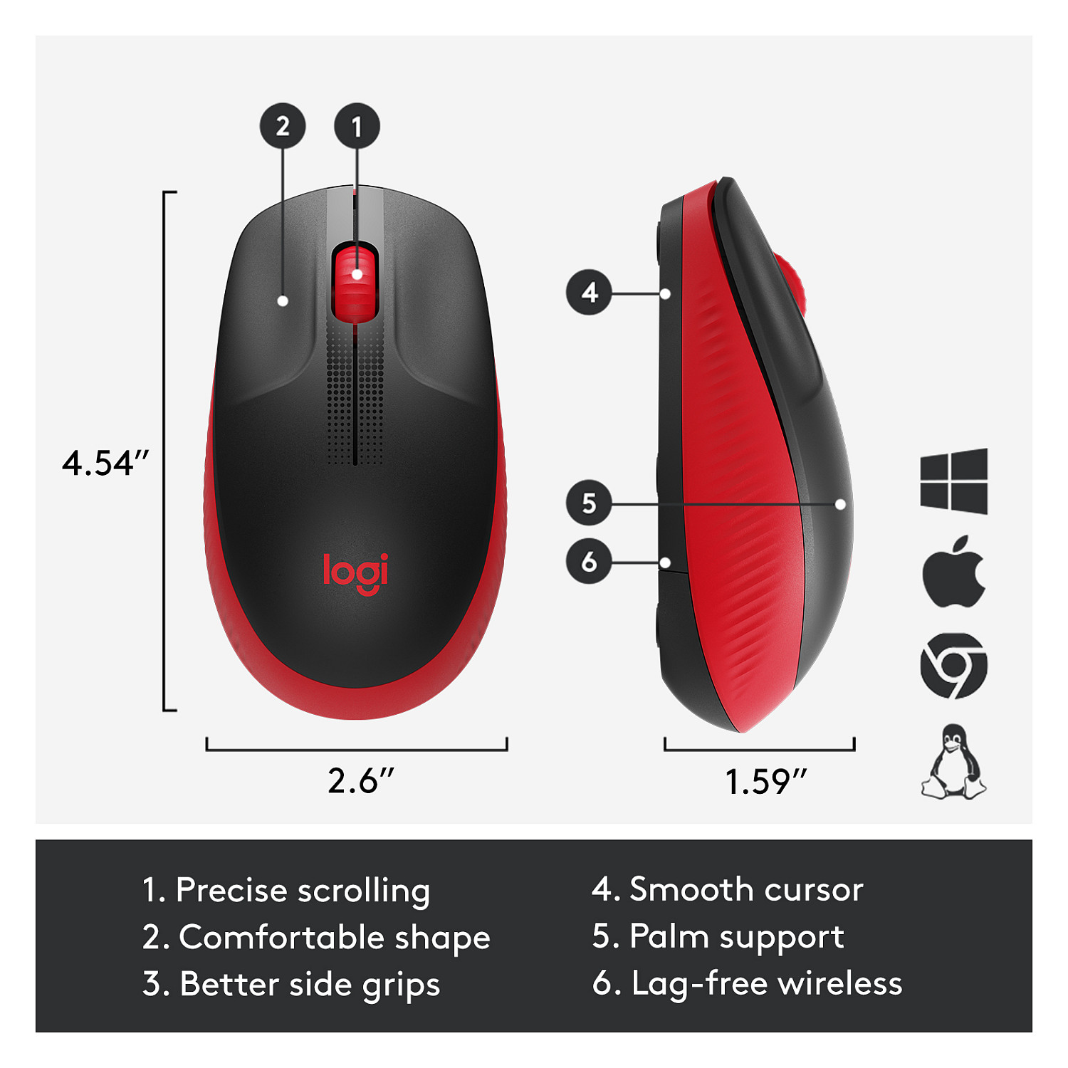 Miš bežični Logitech M190 Crveni-21