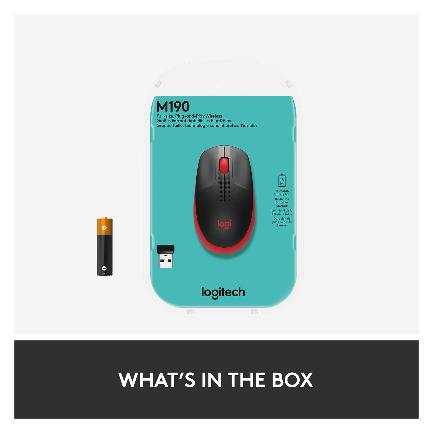 Miš bežični Logitech M190 Crveni-22