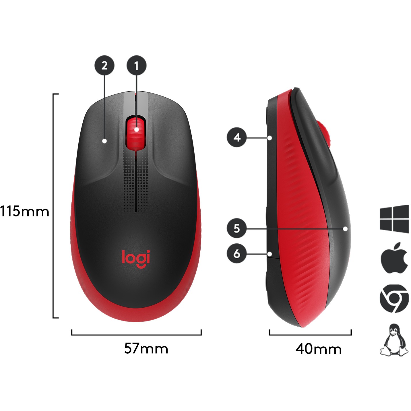 Miš bežični Logitech M190 Crveni-18