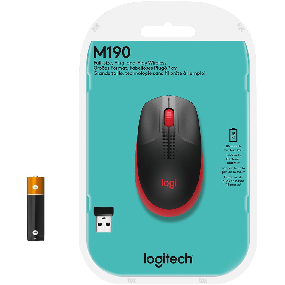 Miš bežični Logitech M190 Crveni-19