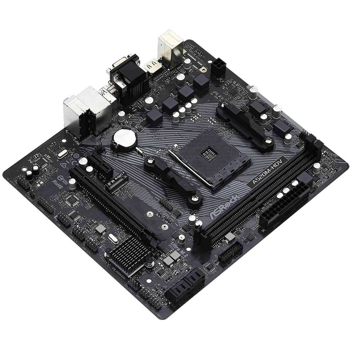 Matična ploča ASROCK A520M-HDV (AM4, DDR4/4733+(OC), PCIe, VGA/DVI-D/HDMI, S-ATA3, USB3.2, mATX)-4