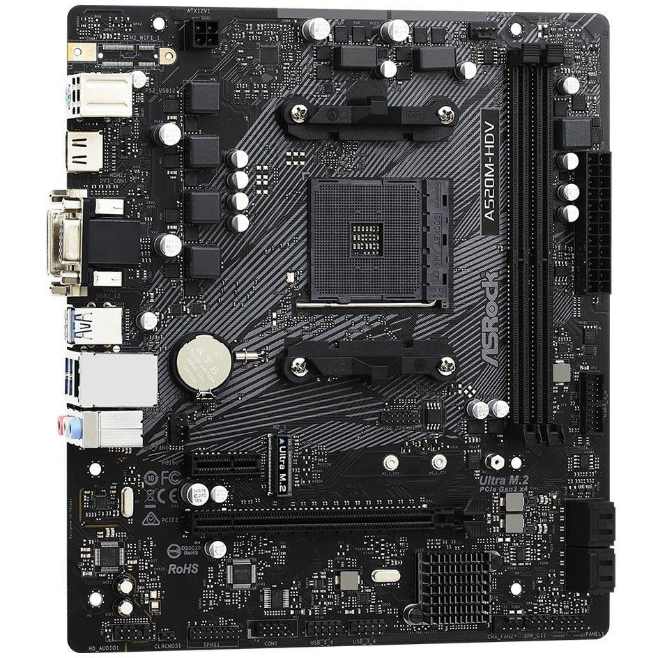 Matična ploča ASROCK A520M-HDV (AM4, DDR4/4733+(OC), PCIe, VGA/DVI-D/HDMI, S-ATA3, USB3.2, mATX)-5