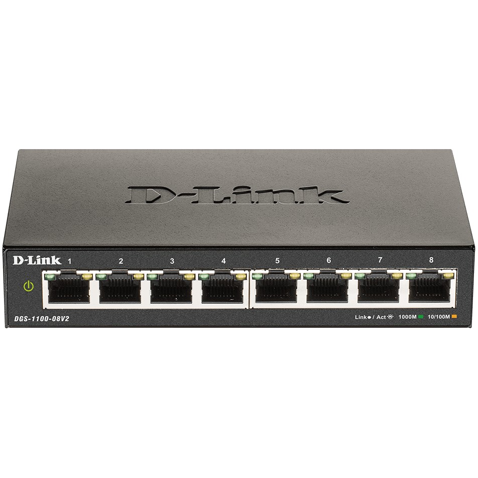 Switch D-LINK DGS-1100-08V2/E (Web upravljivi, Layer 2 Management, 8 priključaka, 1U, unutarnje napajanje)-1