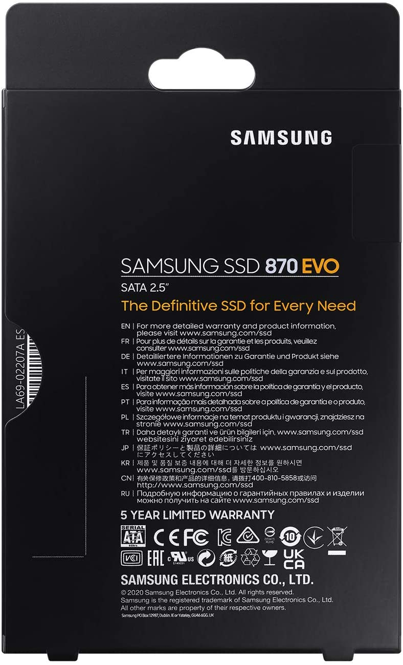SSD 250GB Samsung 870EVO 2,5" SATA V-NAND MLC-3