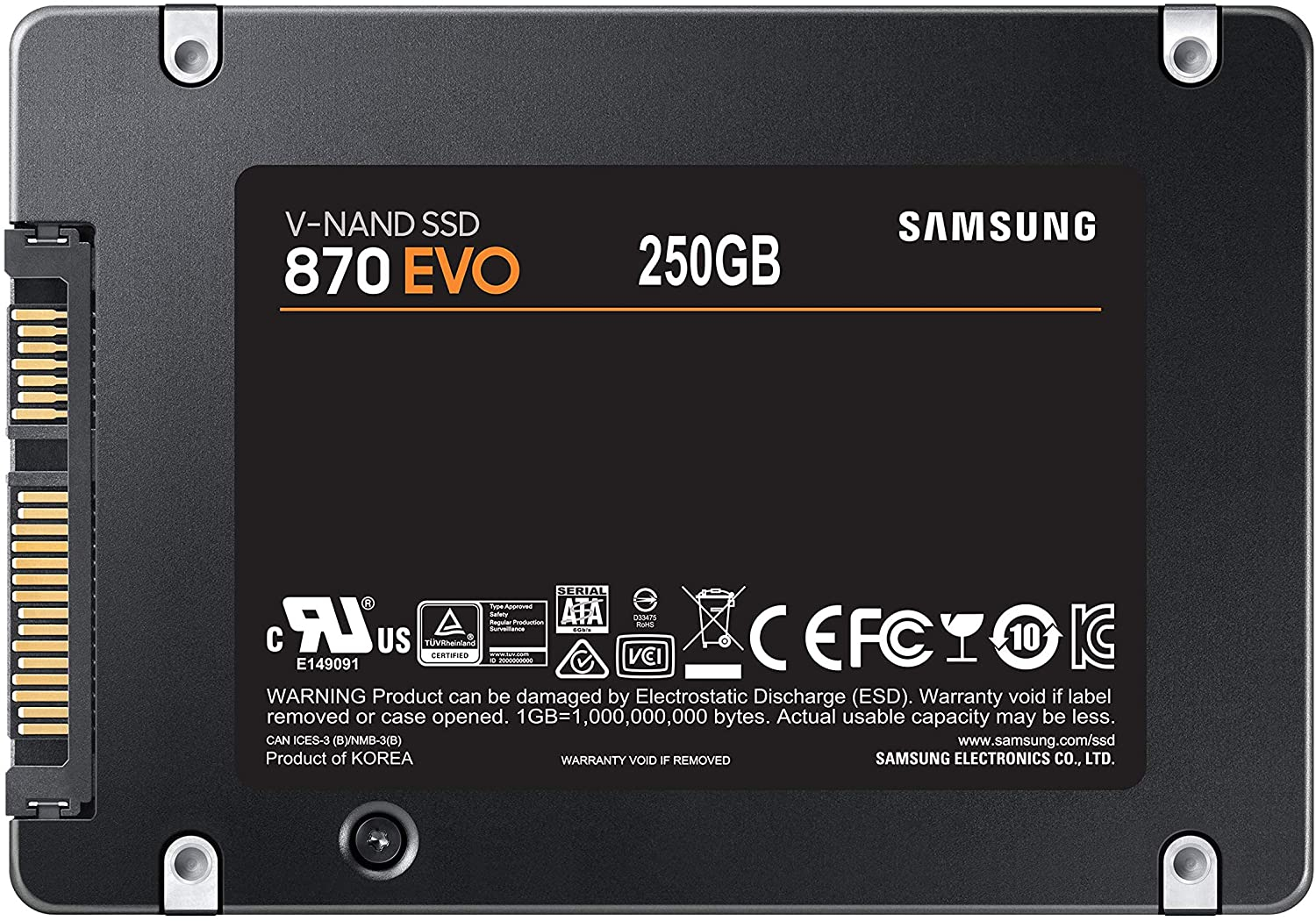 SSD 250GB Samsung 870EVO 2,5" SATA V-NAND MLC-4