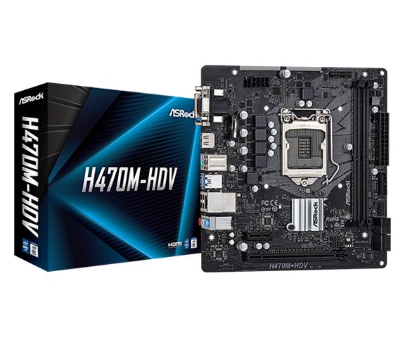 MBO ASROCK H470M-HDV (socket 1200, intel h470, ddr4, max. memorije 64 gb, takt memorije 2133 - 2933 mhz, pci-e 3.0 x16 1, sata3 4, 8-kanalni audio, d-sub 1, hdmi 1, dvi-d 1, rj45 1, usb 3.2 2)-0