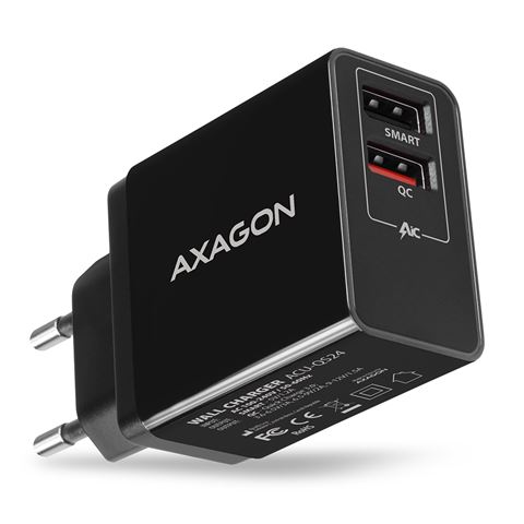 Punjač AXAGON ACU-QS24 (1x QC 3.0, 1x type c, 24W, crni)