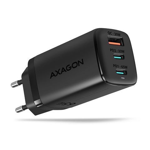 Zidni punjač AXAGON ACU-DPQ65 (1xUSB-A QC4, 2xUSB-C PD 33/65W, crni)-0