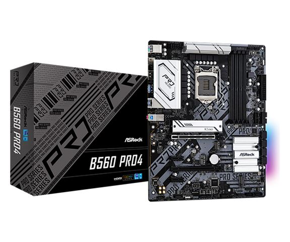 MBO ASROCK B560 PRO4 (socket 1200, chipset B560, DDR4, max. memorije 128 GB, takt memorije 2133 - 4800 MHz, PCIe 4.0 x16 1, PCIe x4 1, PCIe x1 2, SATA3 6, 8-kanalni audio, DP 1, HDMI 1, RJ45 1, M.2 3, USB 3.2 4)-0